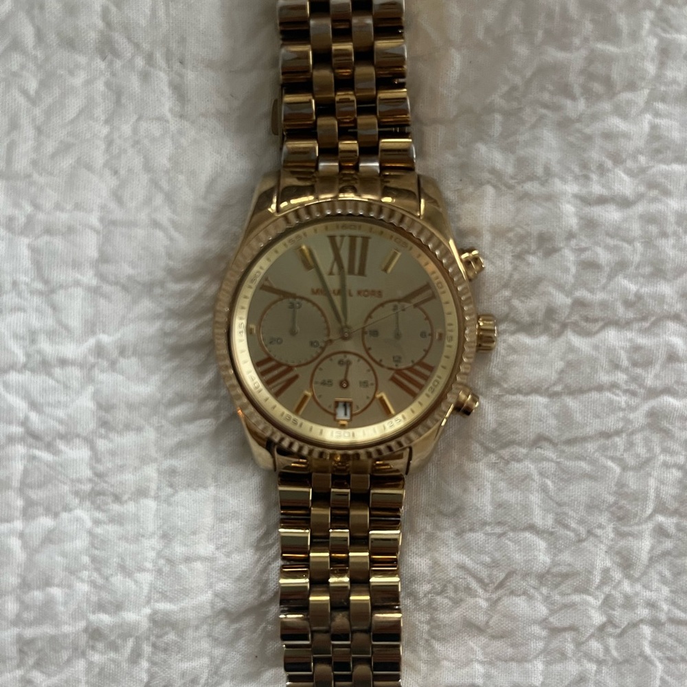 Michael Kors Gold Chronograph Watch with Roman Numerals